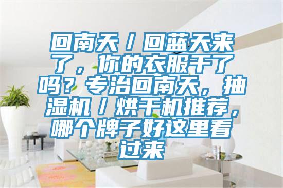 回南天／回藍(lán)天來(lái)了，你的衣服干了嗎？專治回南天，抽濕機(jī)／烘干機(jī)推薦，哪個(gè)牌子好這里看過(guò)來(lái)
