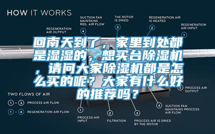 回南天到了，家里到處都是濕濕的，想買(mǎi)臺(tái)除濕機(jī)，請(qǐng)問(wèn)大家除濕機(jī)都是怎么買(mǎi)的呢？大家有什么好的推薦嗎？